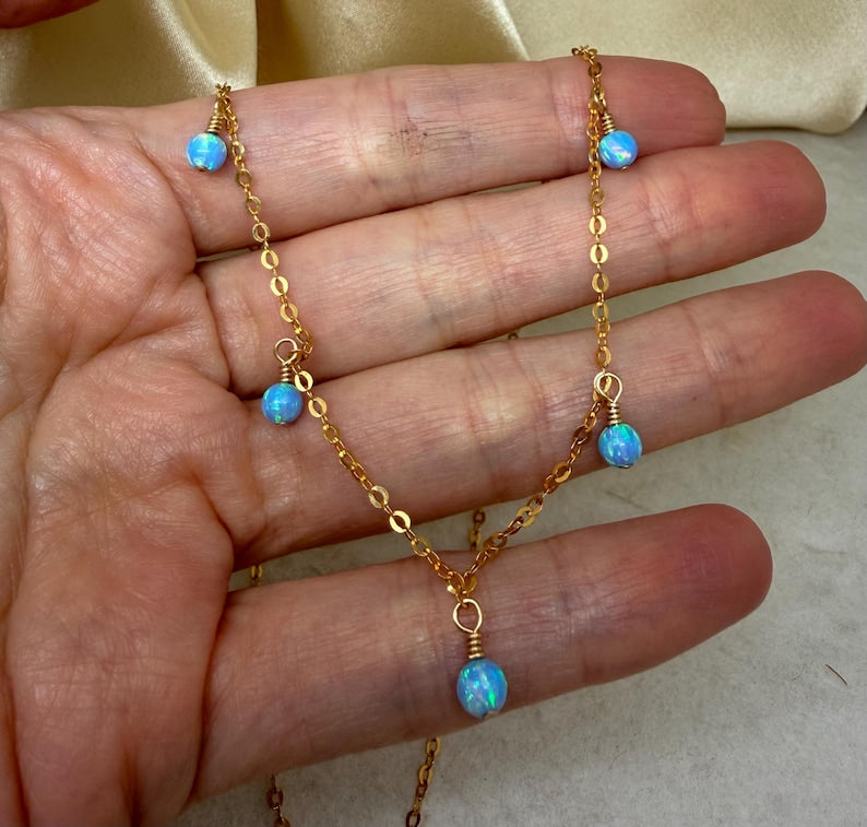 Dainty Opal Bead Necklace