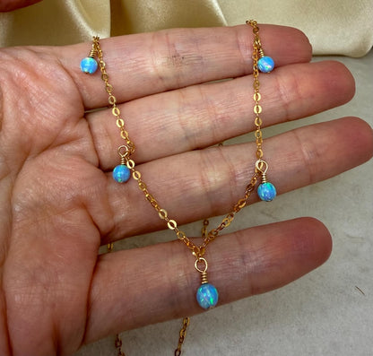 Dainty Opal Bead Necklace