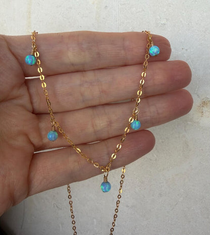 Dainty Opal Bead Necklace