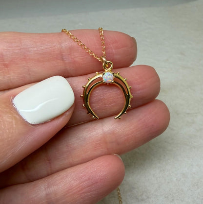 Gold Crescent Horn Pendant