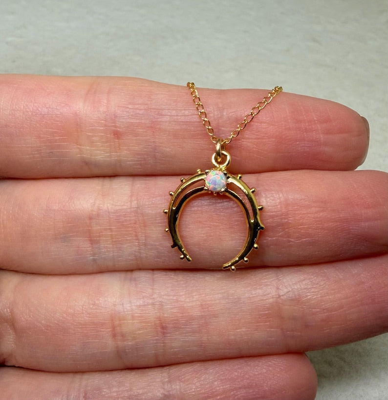 Gold Crescent Horn Pendant