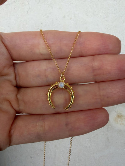 Gold Crescent Horn Pendant
