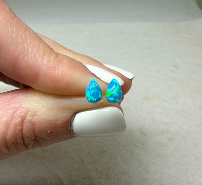 Tiny Opal Teardrop Stud Earrings