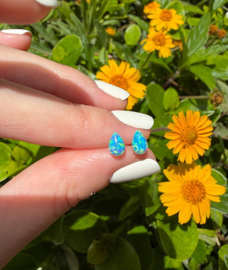 Tiny Opal Teardrop Stud Earrings