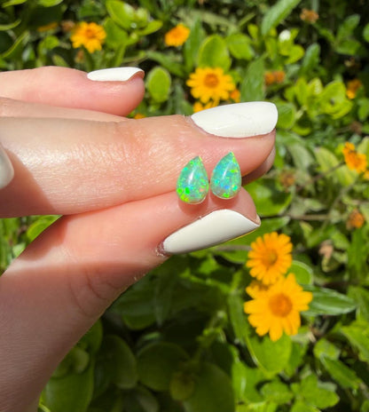 Tiny Opal Teardrop Stud Earrings