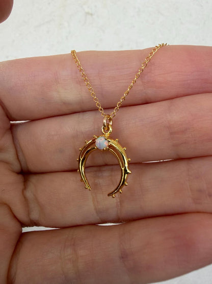 Gold Crescent Horn Pendant