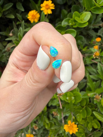 Tiny Opal Teardrop Stud Earrings
