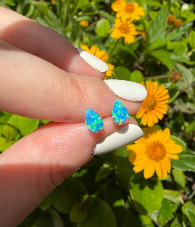 Tiny Opal Teardrop Stud Earrings