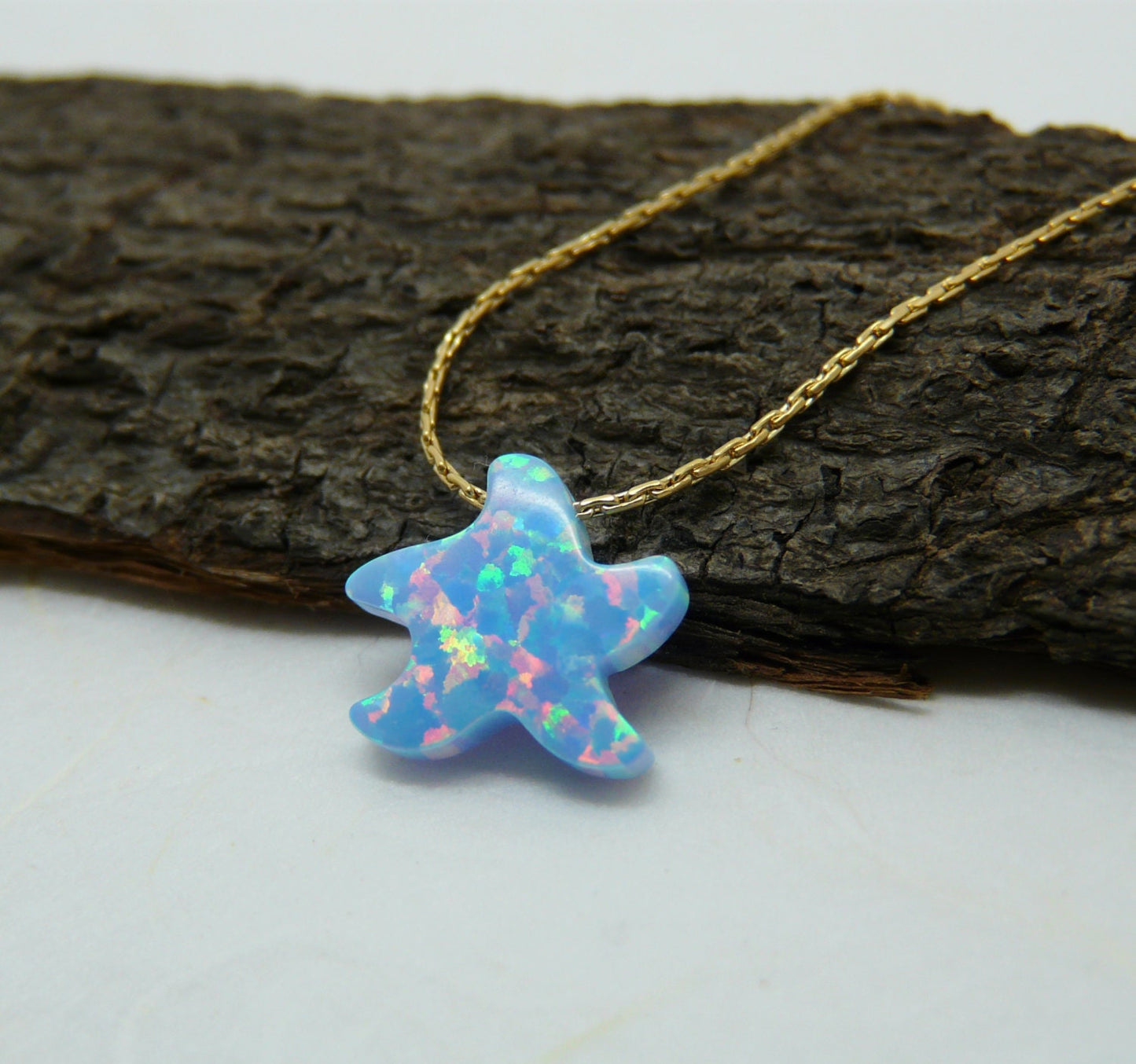 Starfish necklace, Beach jewelry, Summer necklace, Sea star necklace, Beach wedding, Opal starfish, Starfish jewelry, Starfish pendant