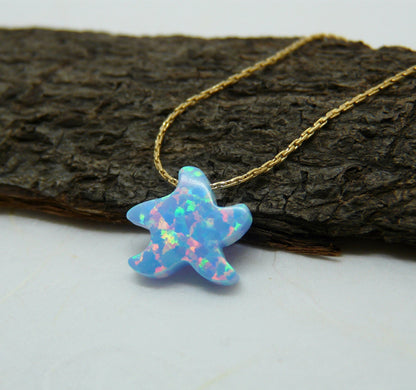 Starfish necklace, Starfish jewelry, Beach wedding, Beach necklace, Sea star necklace, Opal starfish, Starfish pendant, Bridesmaid necklace