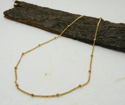 Delicate beaded necklace, Layering dainty necklace, Satellite chain necklace, Minimalist jewelry, Simple necklace, GoldFilled necklace