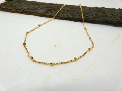 Delicate beaded necklace, Layering dainty necklace, Satellite chain necklace, Minimalist jewelry, Simple necklace, GoldFilled necklace