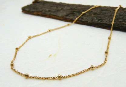 Delicate beaded necklace, Layering dainty necklace, Satellite chain necklace, Minimalist jewelry, Simple necklace, GoldFilled necklace