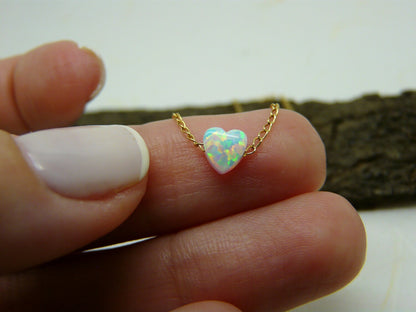 Dainty Opal Heart Bracelet – Minimalist