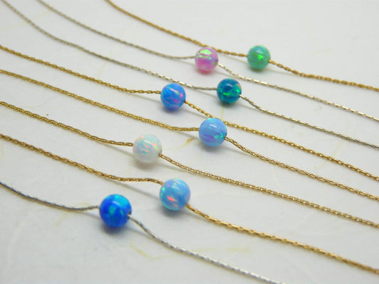 Opal Bead Necklace – Minimalist Elegance