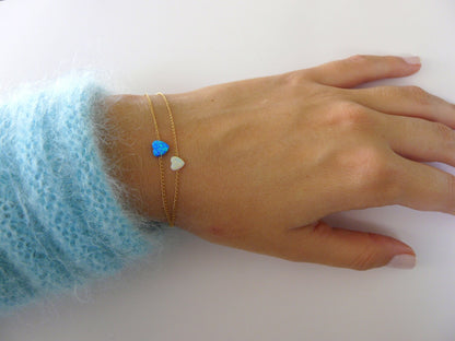 Dainty Opal Heart Bracelet – Minimalist