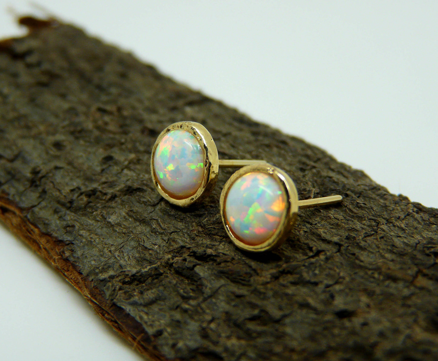 Elegant 6mm Opal Stud Earrings – Minimalist & Timeless