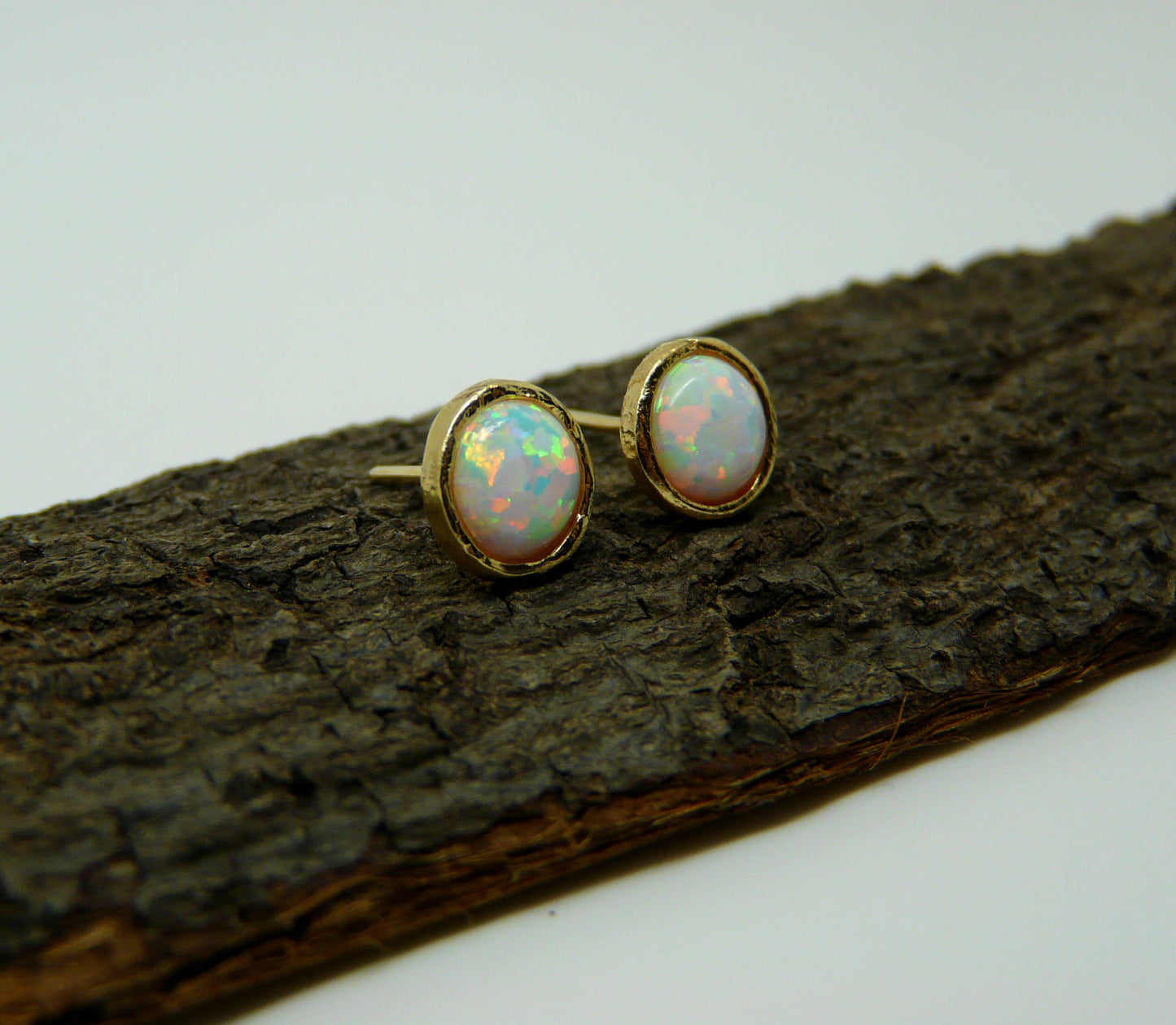 Elegant 6mm Opal Stud Earrings – Minimalist & Timeless