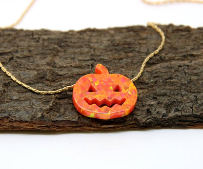 Pumpkin necklace, Halloween jewelry, Jack o Lantern, Autumn Necklace, Halloween party jewelry, Halloween necklace, Halloween gift