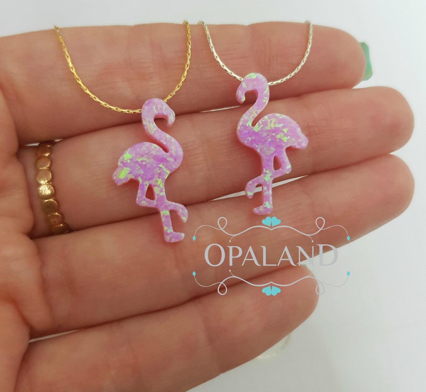 Pink Flamingo necklace, Opal Flamingo necklace, Flamingo jewelry, Summer jewelry, Gift for her