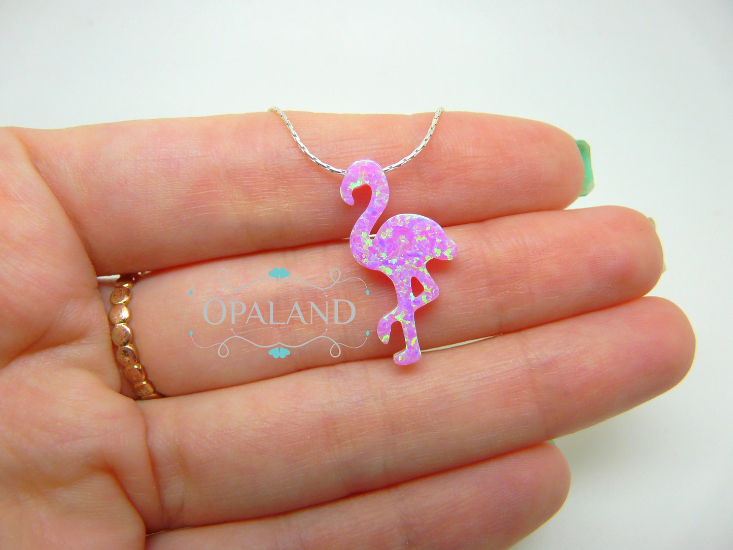 Pink Flamingo necklace, Opal Flamingo necklace, Flamingo jewelry, Summer jewelry, Gift for her