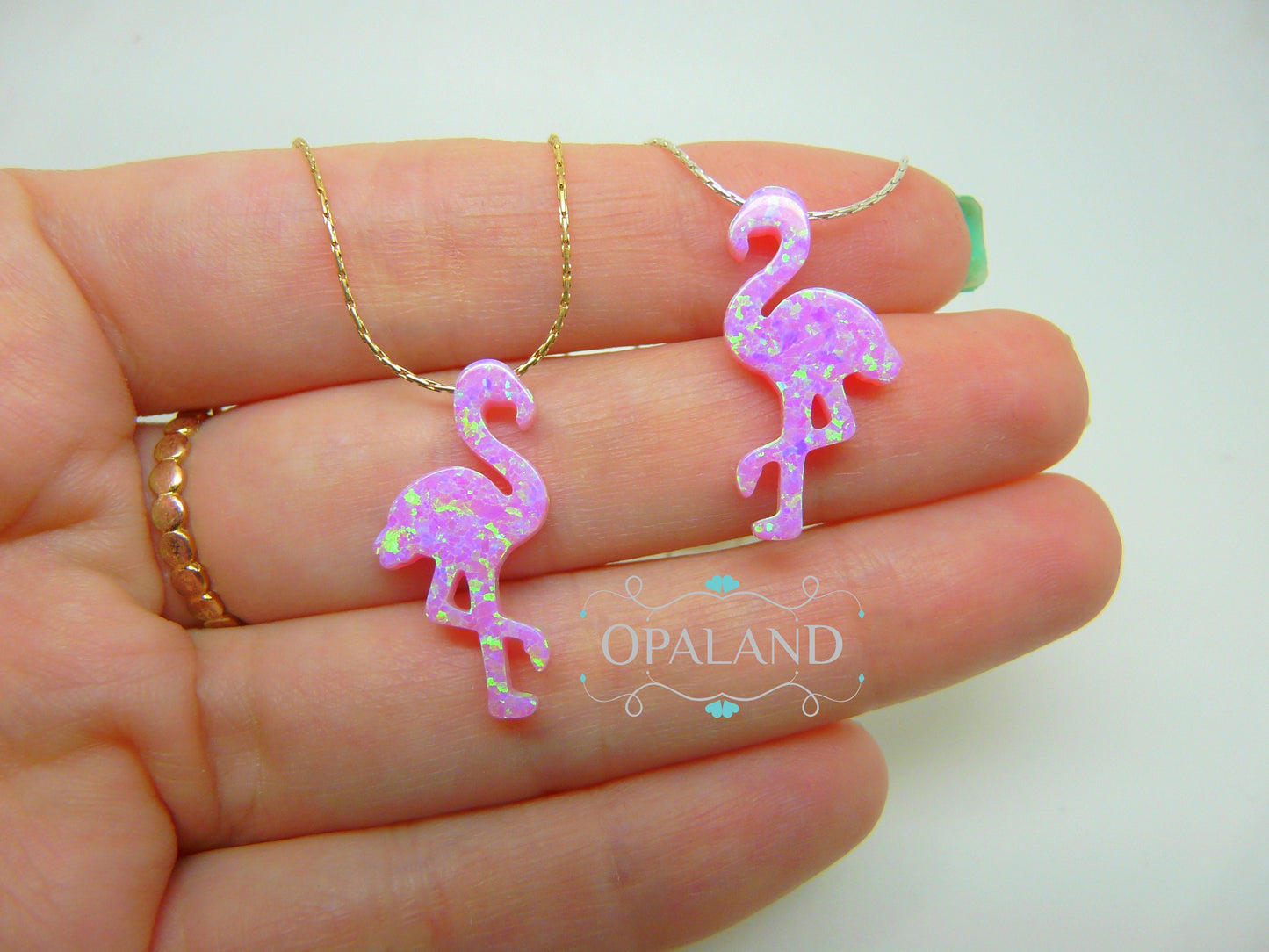 Pink Flamingo necklace, Opal Flamingo necklace, Flamingo jewelry, Summer jewelry, Gift for her