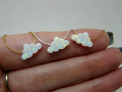 Cloud necklace, Gold cloud necklace, Cloud pendant, White Opal cloud necklace