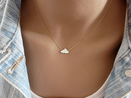 Cloud necklace, Gold cloud necklace, Cloud pendant, White Opal cloud necklace