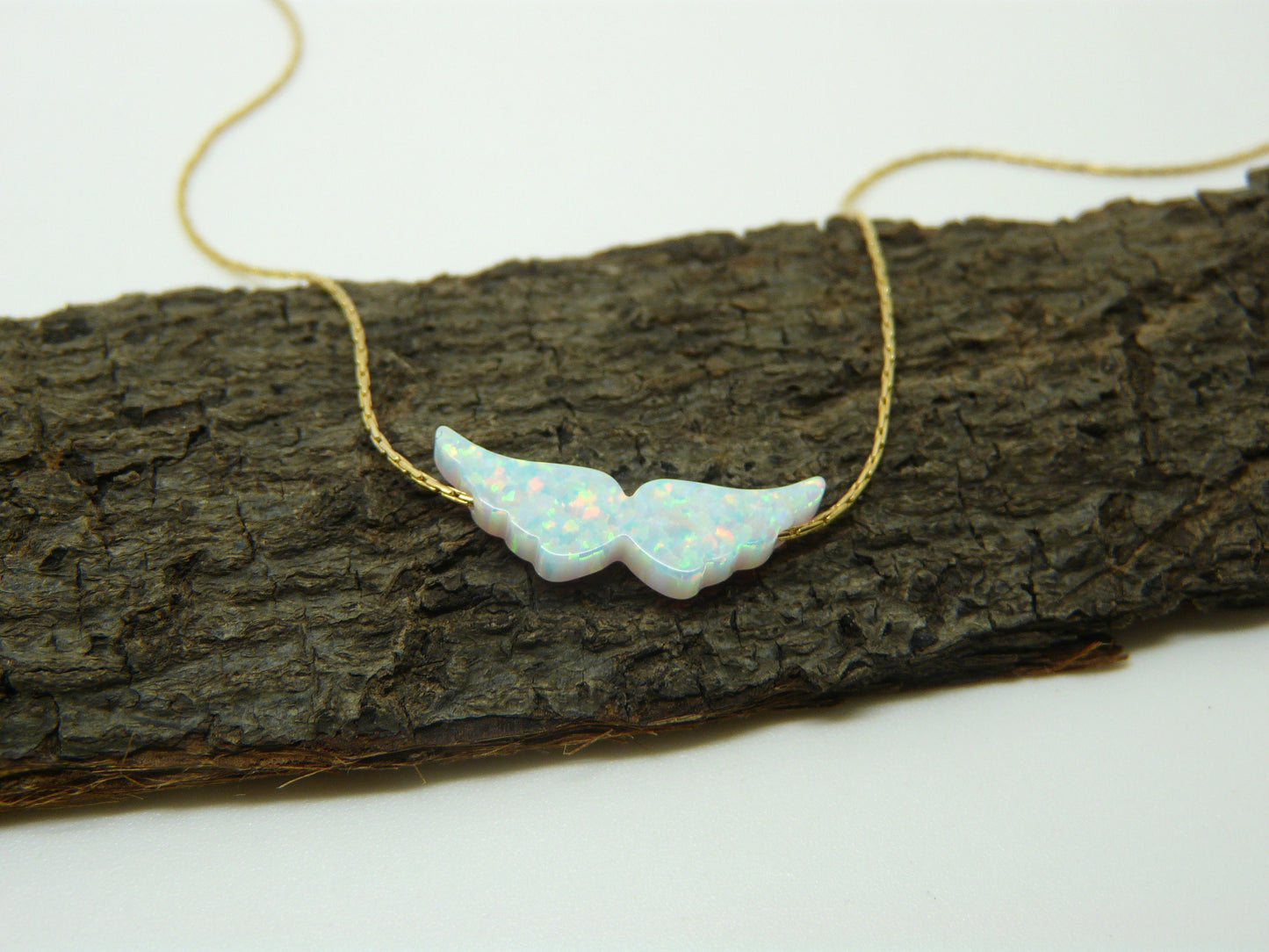 Pink Opal Angel Wing Necklace