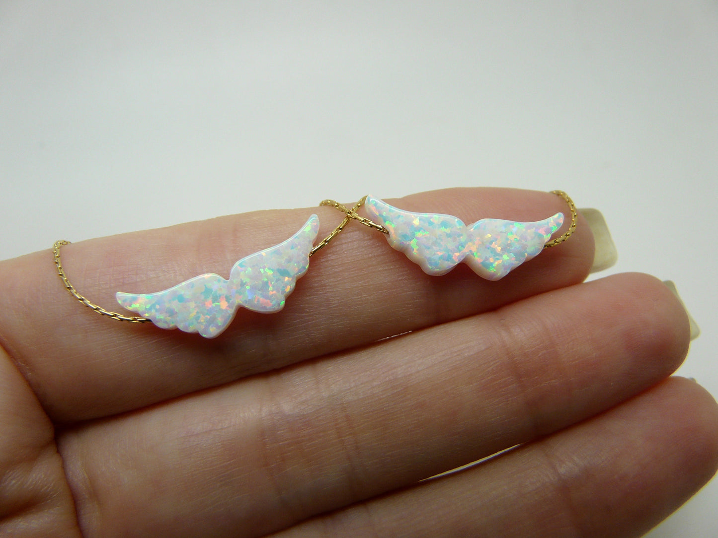 Pink Opal Angel Wing Necklace