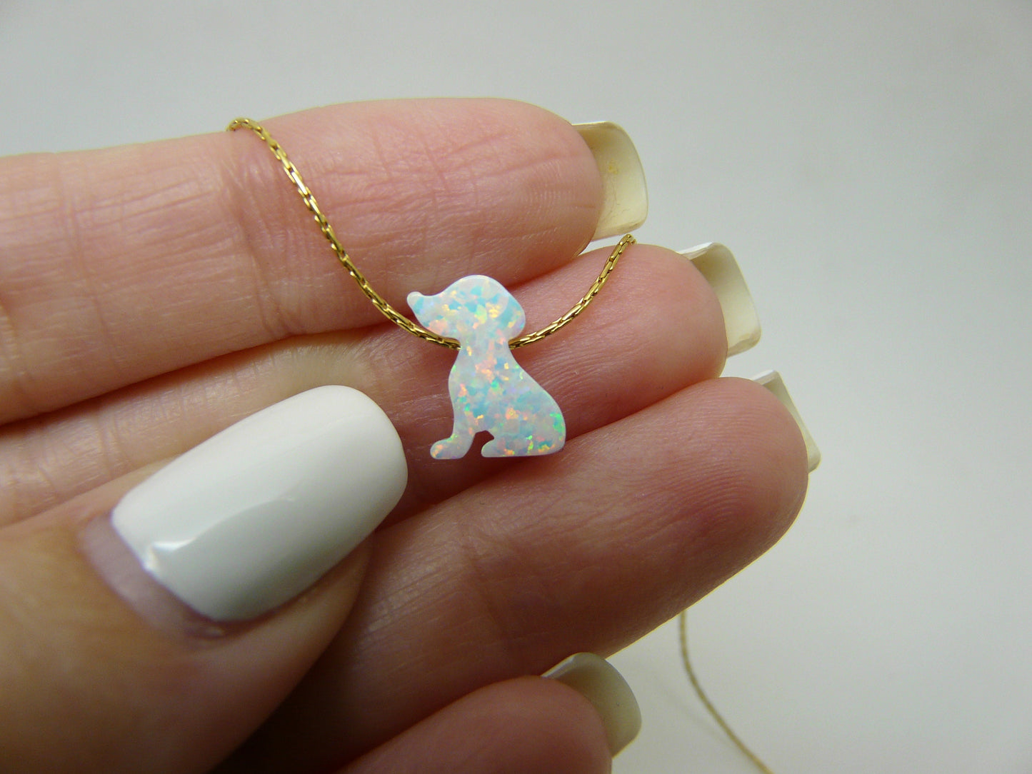 Dog necklace, Puppy charm, Opal dog necklace, Dog jewelry, Gift for kids, Kids jewelry, Children jewelry, Dog lover gift, Puppy necklace