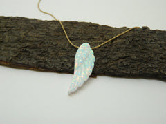 Opal Angel Wing Necklace - Guardian Angel Jewelry