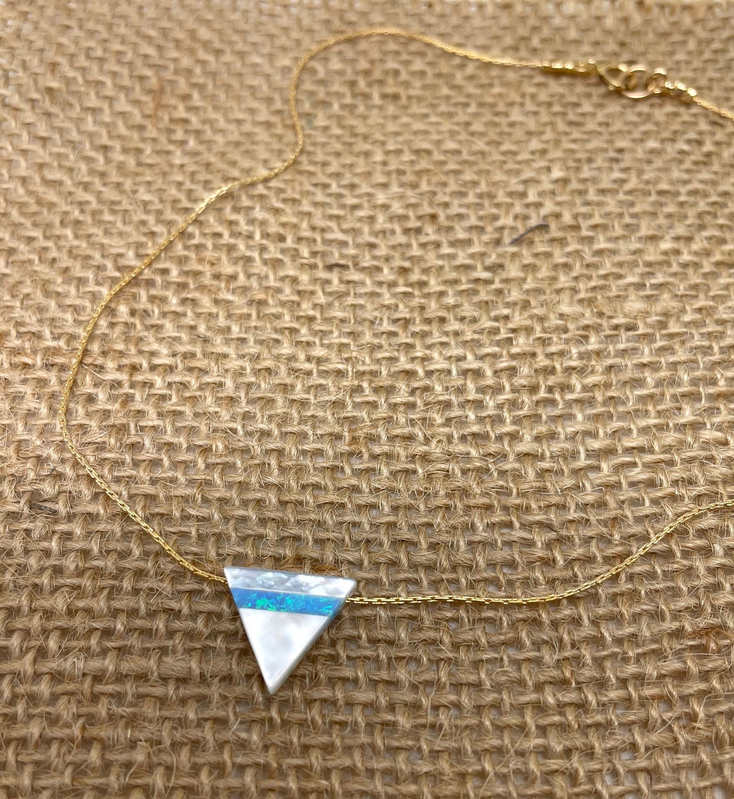 Geometric necklace, Triangle necklace, Mother of pearl Opal triangle necklace, Triangle opal pendant, Geometric jewelry, Triangle pendant