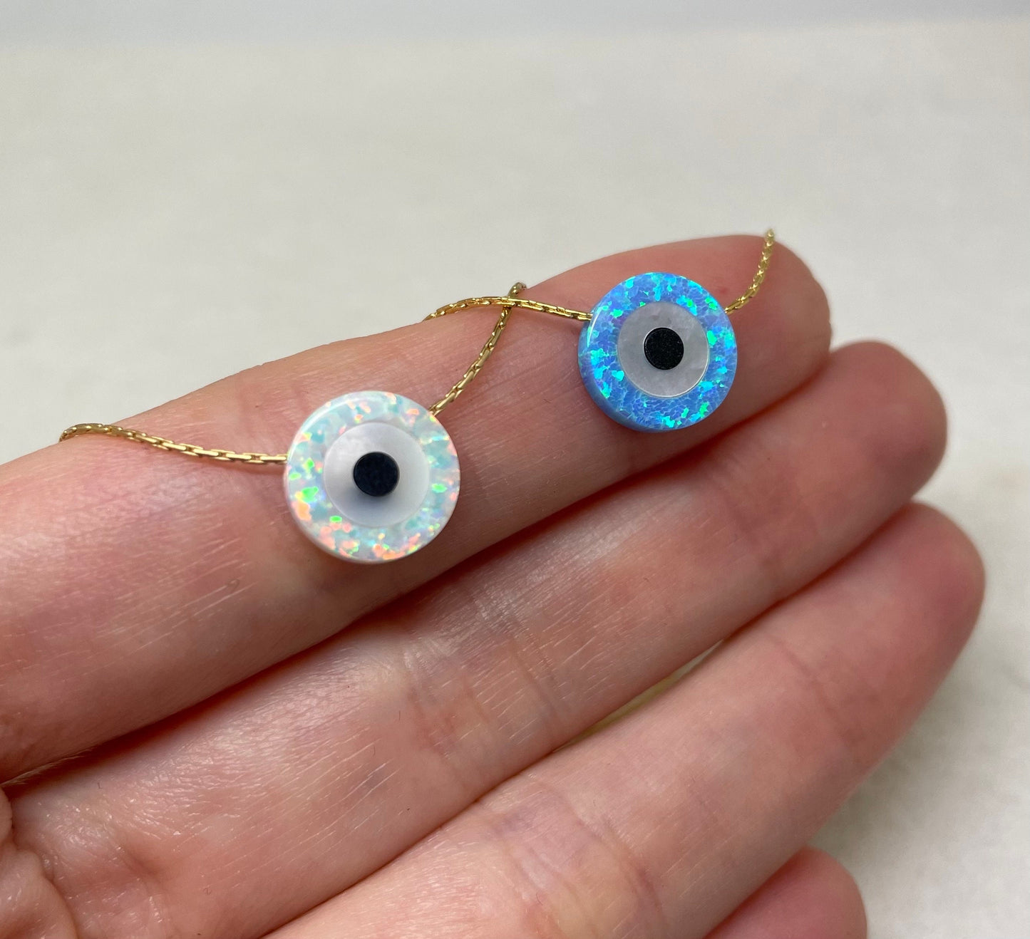 Evil Eye Coin Necklace,  Protection necklace, Blue evil eye opal pendant, Evil Eye Charm, Protection necklace, Gift for daughter