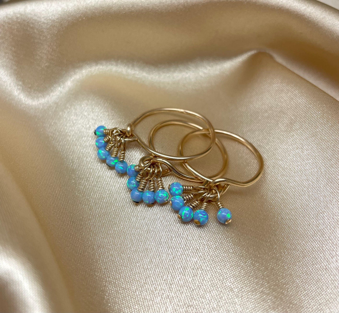 Opal Bead Charm Ring