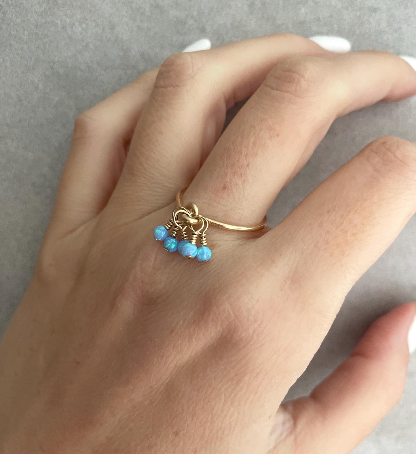 Opal Bead Charm Ring