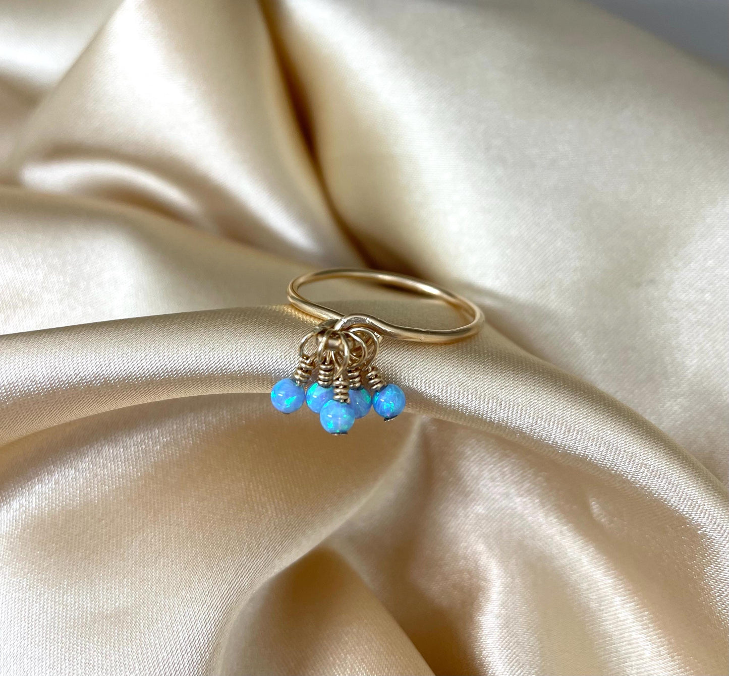 Blue opal Gold Filled ring, Opal jewelry, Dainty ring, Stacking ring, Minimalist ring, Elegant jewelry, Unique ring, Delicate Opal ring