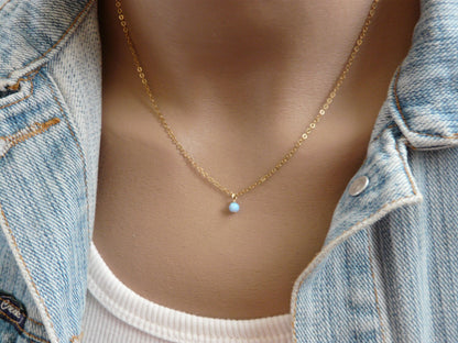 Minimalist Opal Bead Necklace – Dainty & Elegant