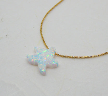 Starfish necklace, Beach jewelry, Summer necklace, Sea star necklace, Beach wedding, Opal starfish, Starfish jewelry, Starfish pendant