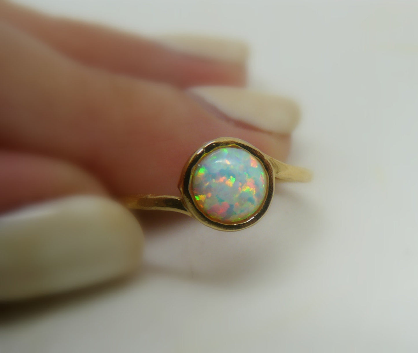 Opal ring, Opal jewelry, White opal ring, Gold Filled opal ring, Dainty ring, October birthstone ring