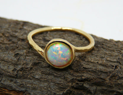 Opal ring, Opal jewelry, White opal ring, Gold Filled opal ring, Dainty ring, October birthstone ring