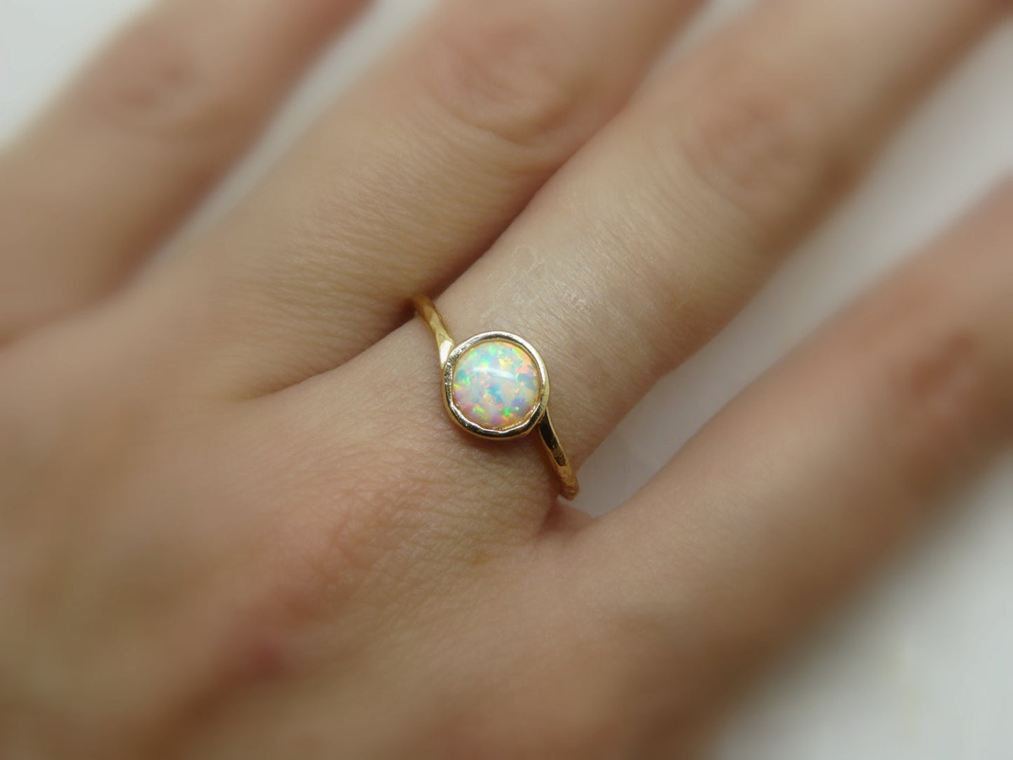 Opal ring, Opal jewelry, White opal ring, Gold Filled opal ring, Dainty ring, October birthstone ring