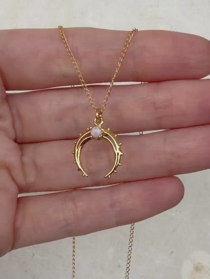Gold Crescent Horn Pendant