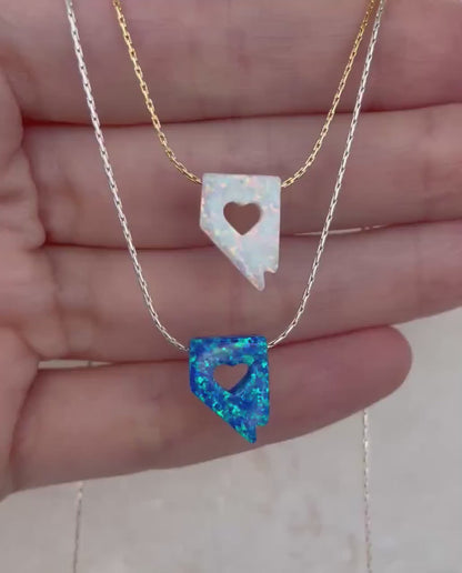 Nevada Opal Necklace with Heart Cutout
