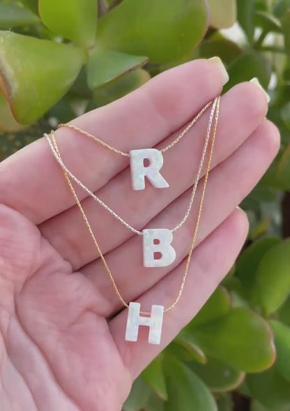 Personalized Opal Initial Necklace – Custom Letter A-Z