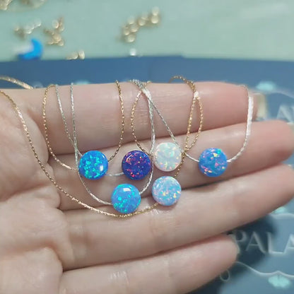 Opal coin necklace