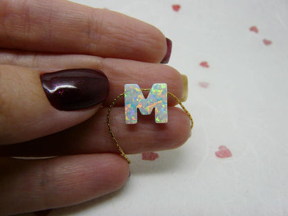 Opal Initial Necklace A-Z – Custom Letter
