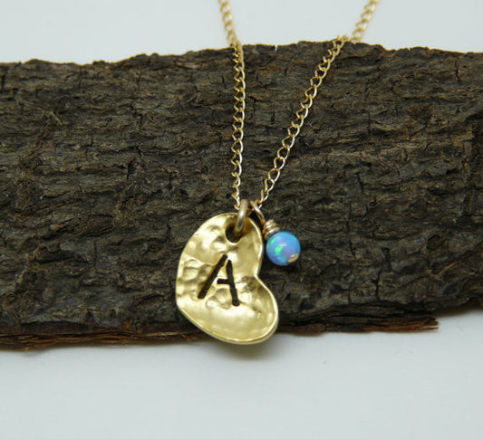 Initial heart necklace - OpaLandJewelry