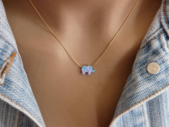 Opal elephant necklace - OpaLandJewelry