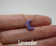 Women's Opal Moon Pendant Necklace